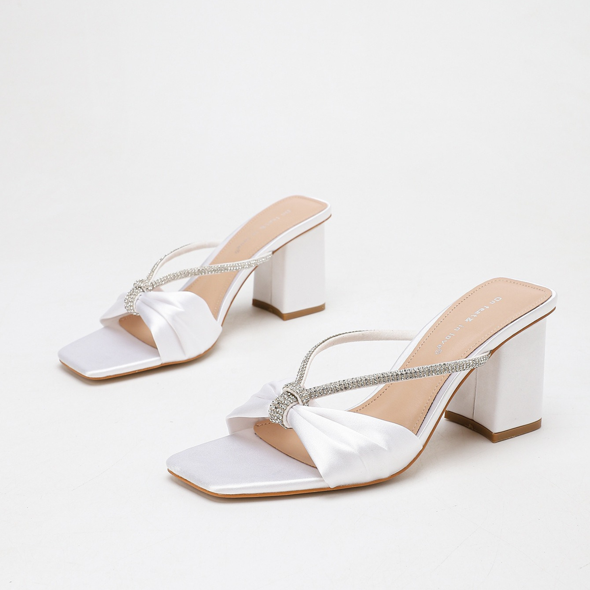 Kefalonia Knotted Satin Block Heel Mules