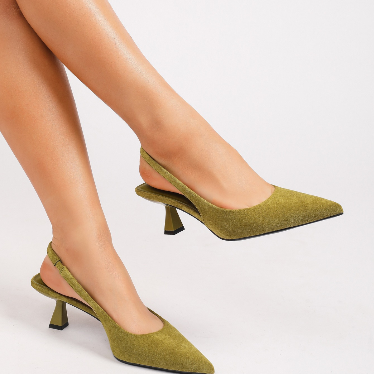 Melides Velvet Pointed Toe Slingback Pumps