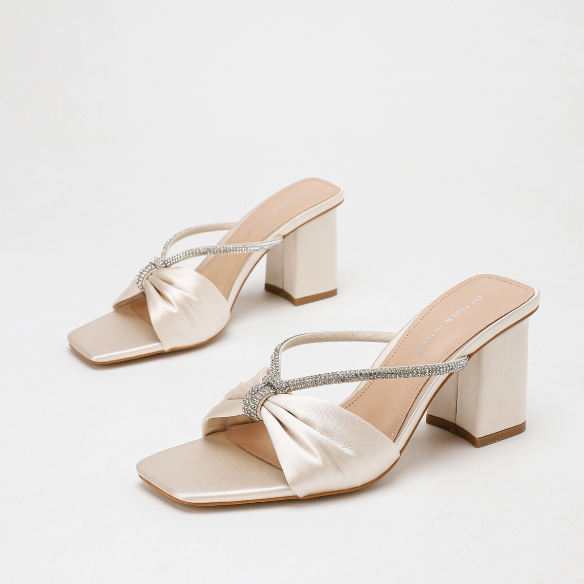 Kefalonia Knotted Satin Block Heel Mules
