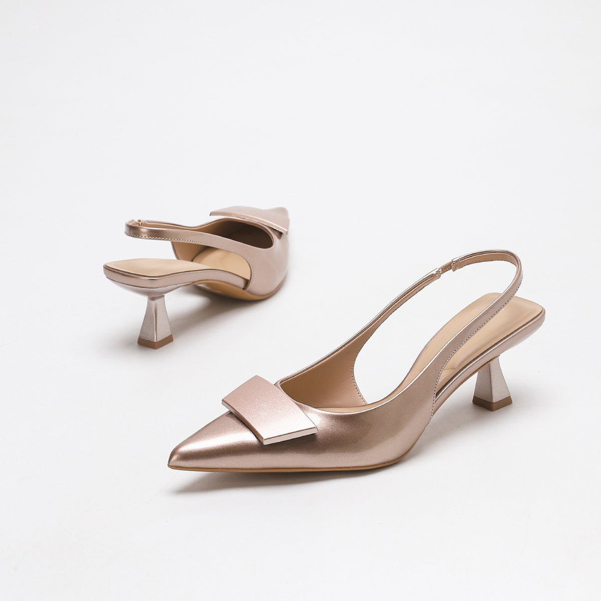 Cascia Folded Bow Low Heel Slingbacks