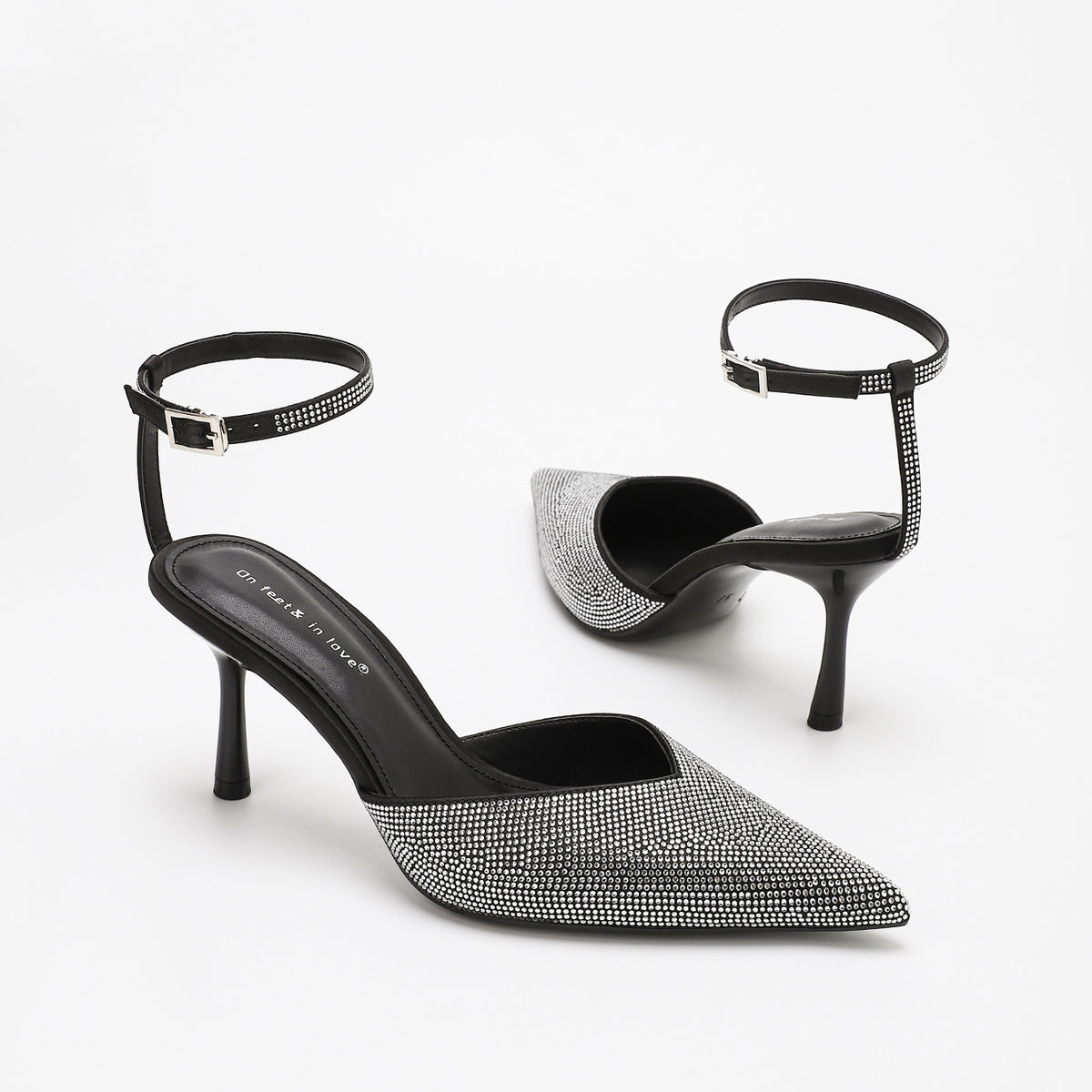 Lazise Crystal Paved Pointed Toe Mules
