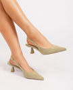 Melides Velvet Pointed Toe Slingback Pumps