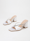 Kefalonia Knotted Satin Block Heel Mules