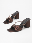 Kefalonia Knotted Satin Block Heel Mules