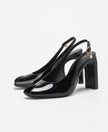 Almeria Patent Peep Toe Slingback Heels