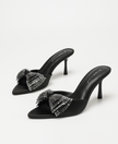 Almograve Rhinestone Bow Satin Mules