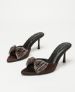 Almograve Rhinestone Bow Satin Mules