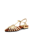 Piraillan Caged T-Strap Low Heel Sandals