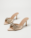 Almograve Rhinestone Bow Satin Mules