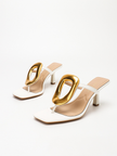 Hendaye Gold Ring Square Toe Thong Mules
