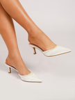 Organza Pearl Trim Satin Pointed Mules