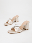 Kefalonia Knotted Satin Block Heel Mules
