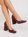 Cogolin Square Toe Patent Block Heel Pumps