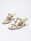 Caceres Studded Cage Square Toe Heeled Sandals