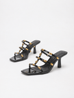 Caceres Studded Cage Square Toe Heeled Sandals