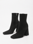Bandol Square Toe Chunky Heel Suede Ankle Boots