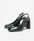 Almeria Patent Peep Toe Slingback Heels
