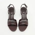 Mescini - Brown open toe sandals pair seen from directly above, the vamp band in view, US sizes