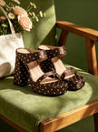 Calpe Polka Dot Two Band Platform Mules