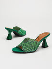 Agate Pearl Fan Open Toe Heeled Mules