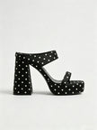 Calpe Polka Dot Two Band Platform Mules
