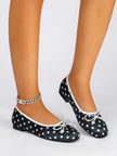 Scilla Polka Dot Pearl Bow Ballet Flats