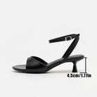 Mescini - Black open toe sandal side profile with the heel measured at 4.5 cm, US women's sizes