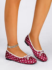 Scilla Polka Dot Pearl Bow Ballet Flats