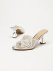 Agate Pearl Fan Open Toe Heeled Mules