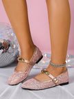 Curzon Gold Ornament Lace Mary Jane Flats