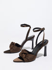 Albi Knotted Satin Ankle Strap Sandals