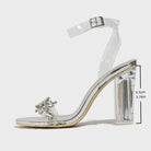 Mescini - Clear block heel sandal side profile with the heel measured at 9.5 cm, US women's sizes