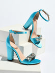 Lagos Crystal Strap Block Heel Sandals