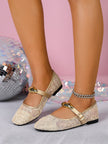 Curzon Gold Ornament Lace Mary Jane Flats