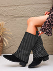 Murano Rhinestone Fold Over Mid Calf Boots