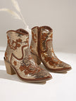 Menorca Sequin Embroidered Western Ankle Boots