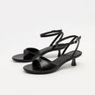 Mescini - Black ankle strap kitten heel sandals pair seen from the front angle, US women's sizes