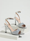 Urbino Glitter Band Ankle Strap Sandals