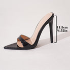 Mescini - Black stiletto mule side profile with the heel measured at 11.5 cm, US women's sizes