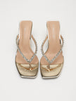Como Crystal Thong Square Toe Heeled Mules