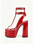 Javea Clear Buckle Platform Block Heel Sandals