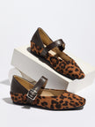Lucena Leopard Print Square Toe Mary Jane Flats