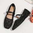 Estepona Daisy Mesh Square Toe Mary Jane Flats
