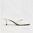 Mescini - White kitten heel mule from the side with the band over the foot, US sizes