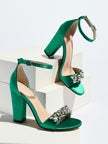 Lagos Crystal Strap Block Heel Sandals