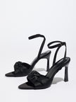 Albi Knotted Satin Ankle Strap Sandals