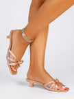 Girona Mesh Ribbon Bow Kitten Heel Mules