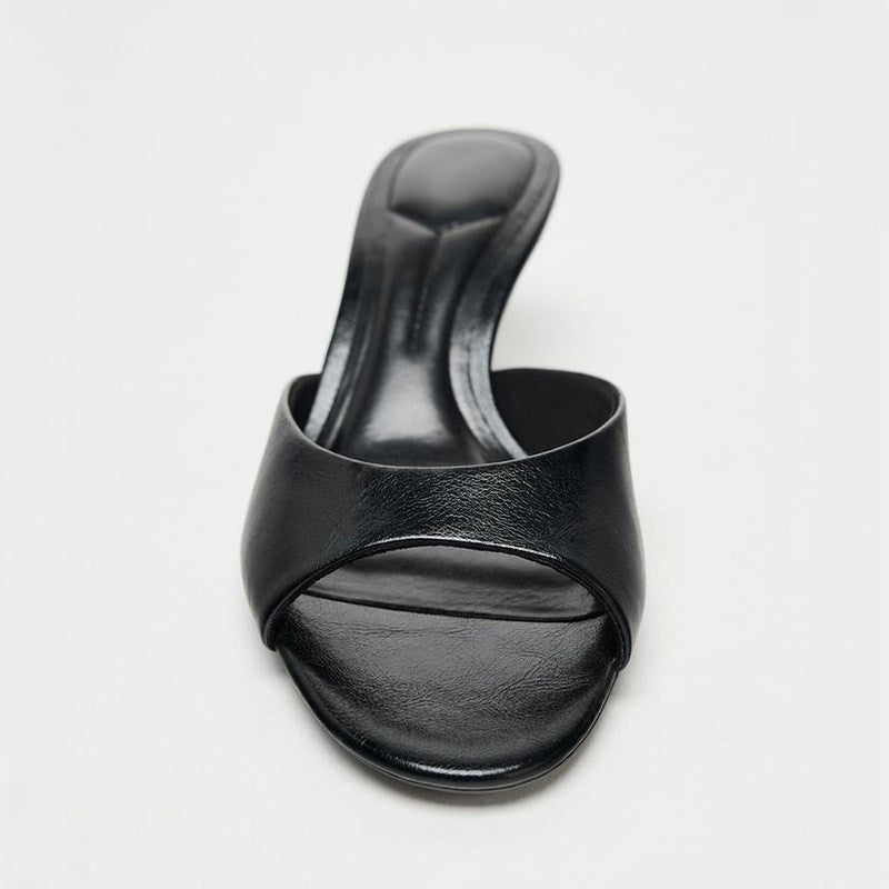 Mescini - Black mule seen from above with the open square toe and insole, US sizes