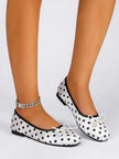 Scilla Polka Dot Pearl Bow Ballet Flats