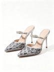 Todi Sequin Mesh Crystal Strap Mules